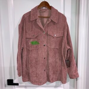 Pink Button Up Corduroy Jacket - size 2X